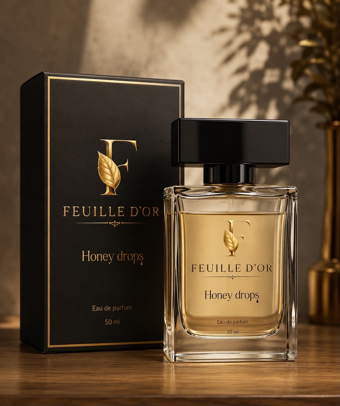 Honey Drops Eau de Parfum 50 ml da Feuille d’Or com frasco e caixa preta